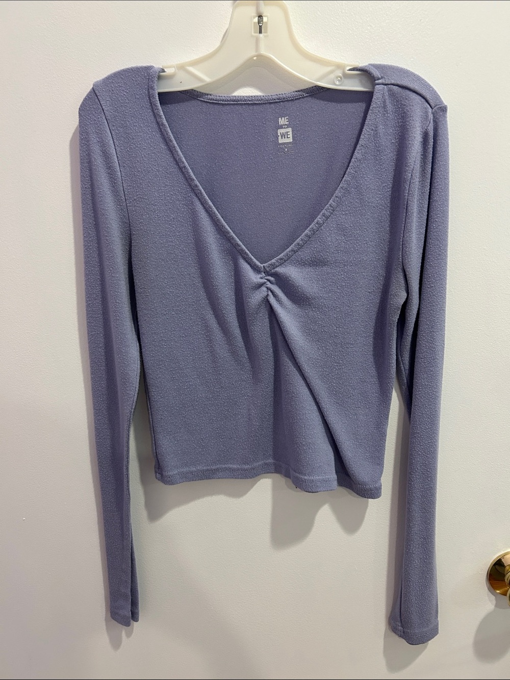 PacSun Lavender V-Neck Long Sleeve Top with Front Twist